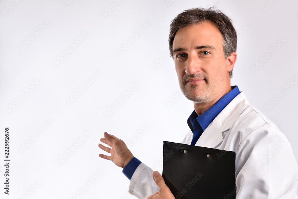 Optometrist showing something on the wall Optometrist showing something on the wall