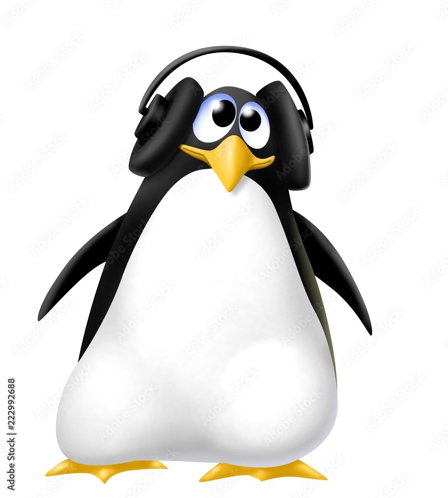 Fototapeta premium pinguino con le cuffie
