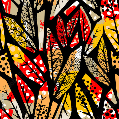 Autumn leaves seamless pattern.