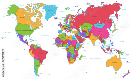 World Map - High Detailed Vector  Beschriftung 