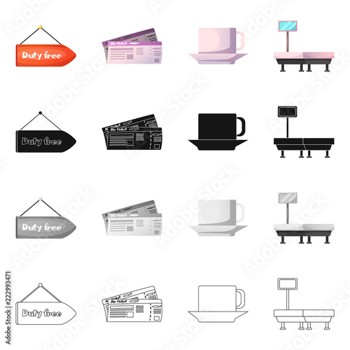 Vector design of airport and airplane symbol. Set of airport and plane vector icon for stock.