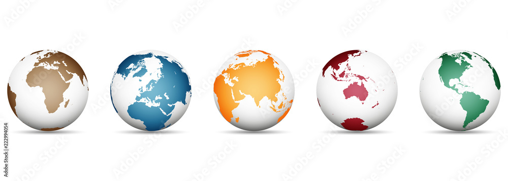 3D Vector Globes with World Maps 3D Vector Globes with World Maps