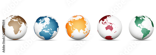 3D Vector Globes with World Maps photo