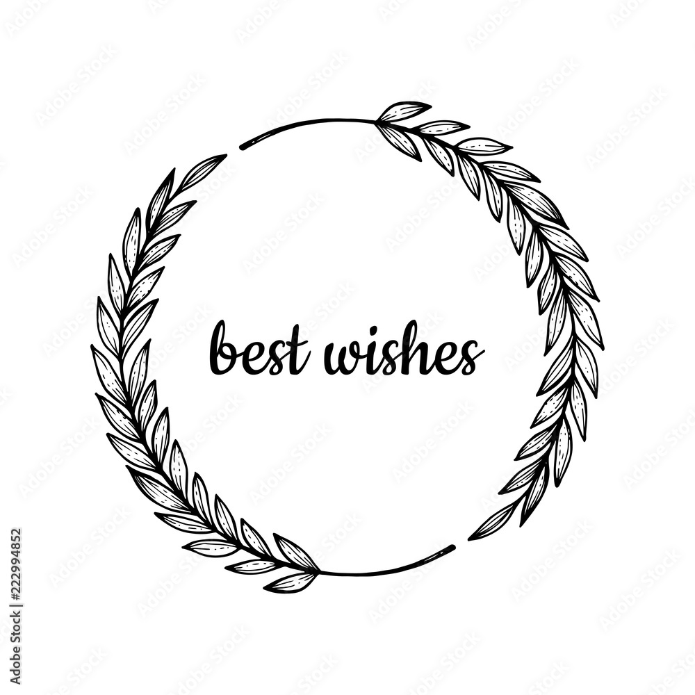 Obraz premium Hand drawn wreath. Vector floral round frame for cards, invitations, posters