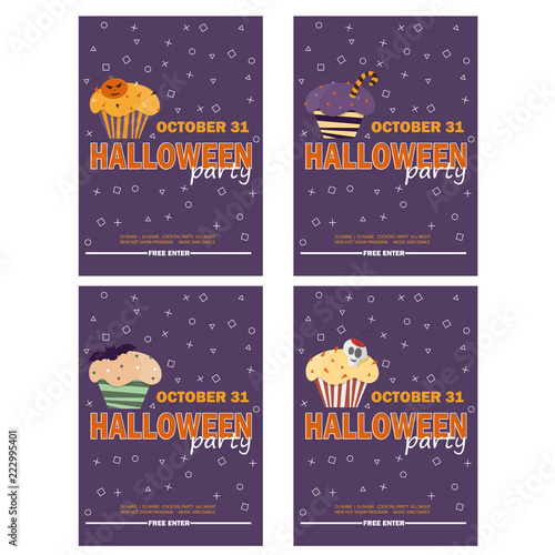 Halloween background with Halloween cupcake - Invitation to party or greeting card