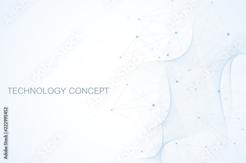 Scientific molecule background for medicine, science, technology, chemistry. Wallpaper or banner with a DNA molecules. Vector geometric dynamic illustration.