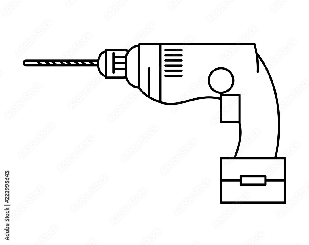 Drill construction tool in black and white