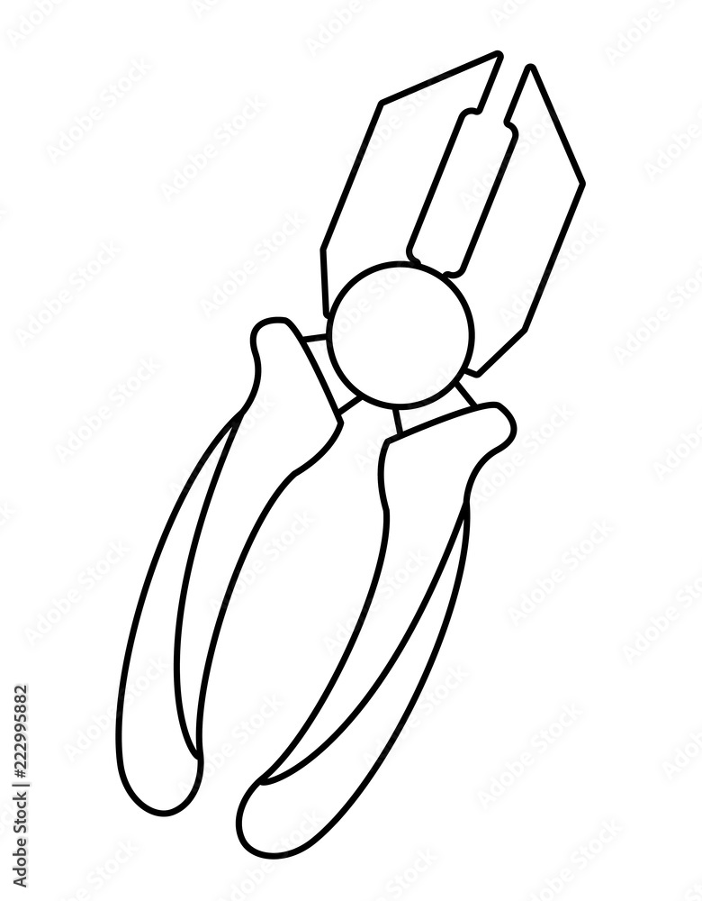 Plier construction tool in black and white Plier construction tool in black and white