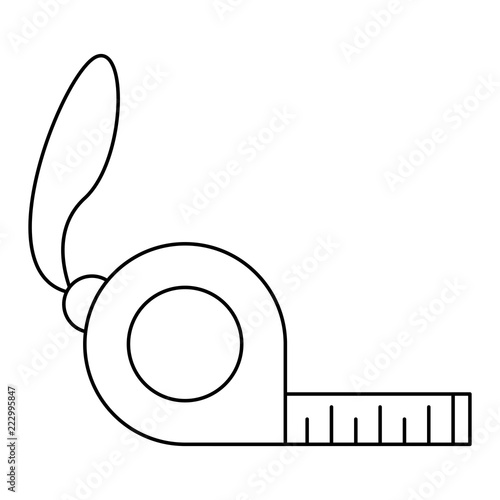 Measure tape construction tool in black and white