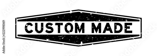 Grunge black custom made word hexagon rubber seal stamp on white background