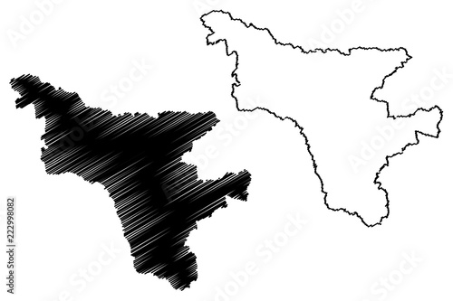 Amur Oblast (Russia, Subjects of the Russian Federation, Oblasts of Russia) map vector illustration, scribble sketch Amur Oblast map
