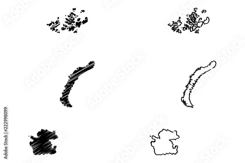Arkhangelsk Oblast (Russia, Subjects of the Russian Federation, Oblasts of Russia) map vector illustration, scribble sketch Arkhangelsk Oblast (Franz Josef Land and Novaya Zemlya) map