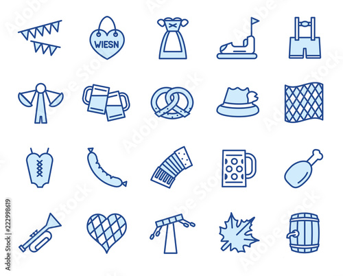 Oktoberfest in München, Bayern Vector Icon Illustration Set