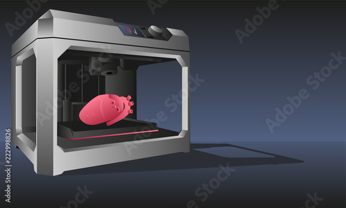 3d printer with a printed human heart