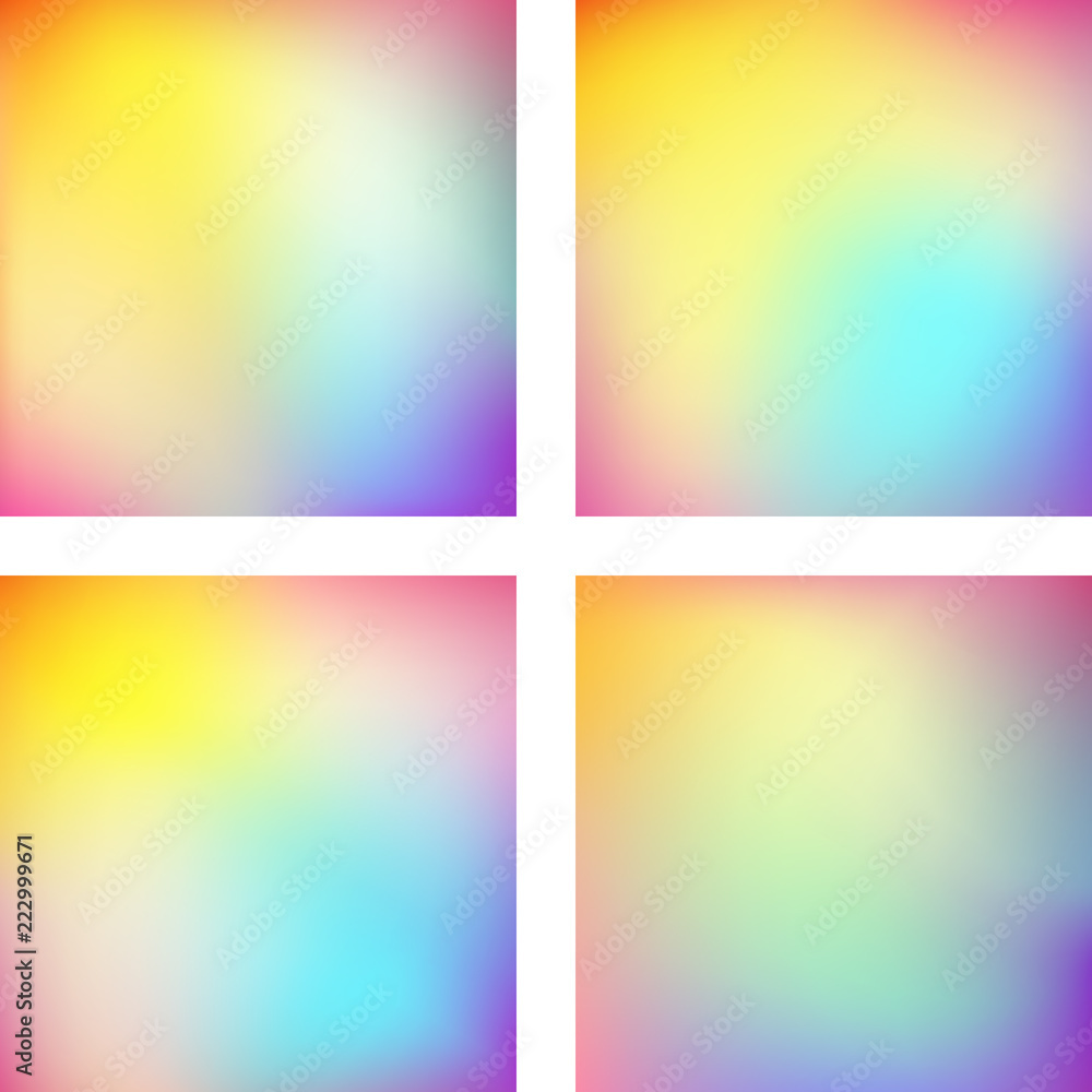 Set with colorful abstract blurred backgrounds. Vector illustration. Modern geometrical backdrop. Abstract template.