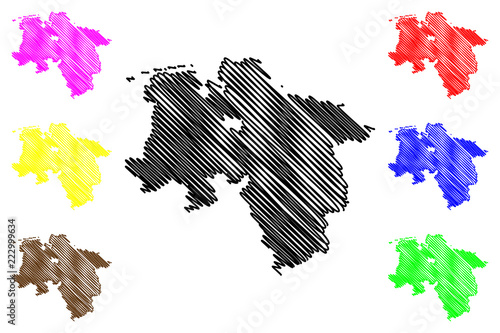 Lower Saxony (Federal Republic of Germany, State of Germany) map vector illustration, scribble sketch Lower Saxony map