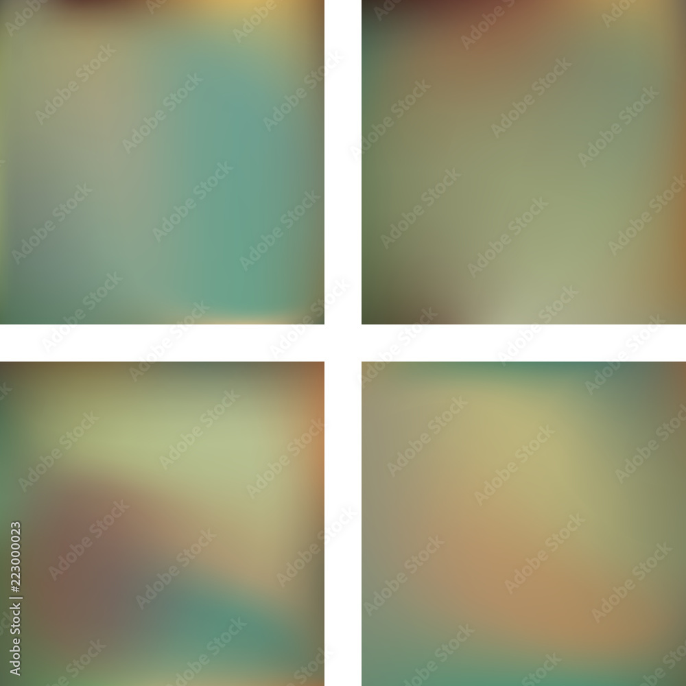 Set with beige abstract blurred backgrounds. Vector illustration. Modern geometrical backdrop. Abstract template.
