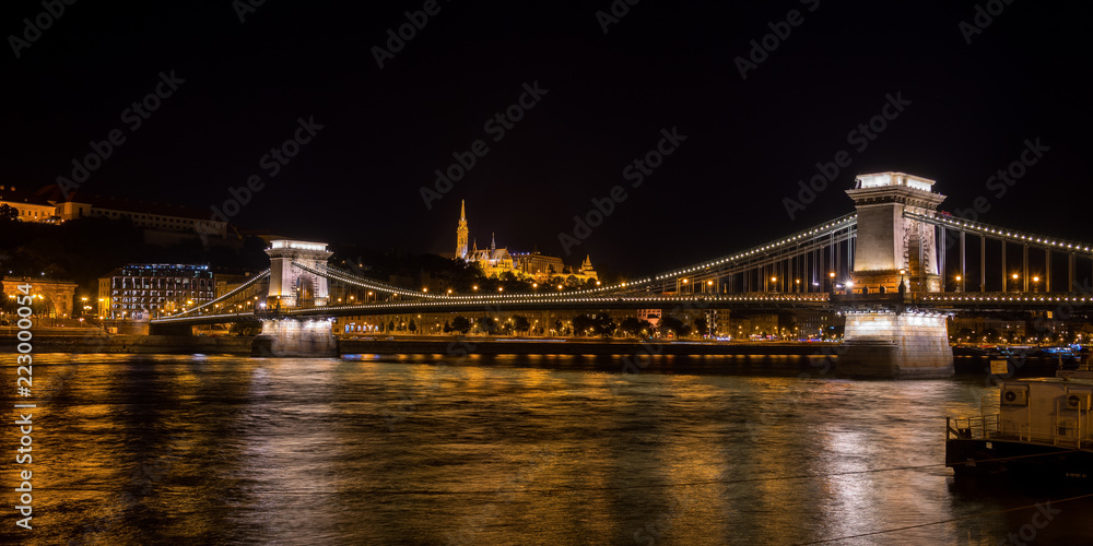 The Chain Bridge in the night - Budapest - Hungary