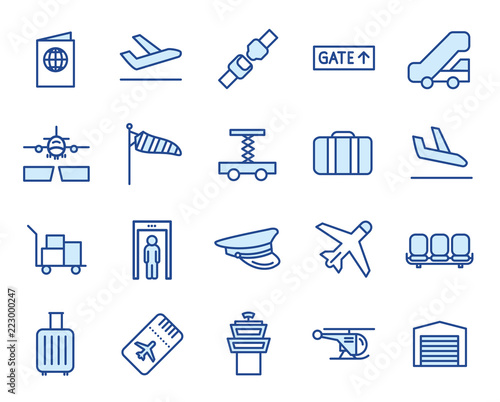 Flughafen Vector Illustration Icon Set