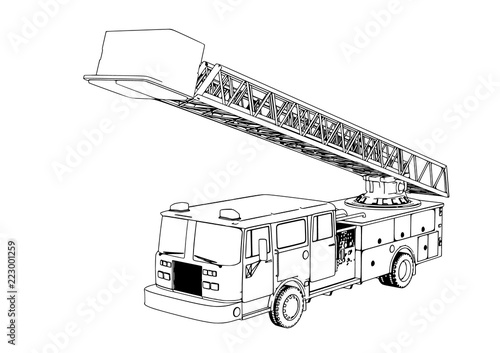 sketch of fire engine vector