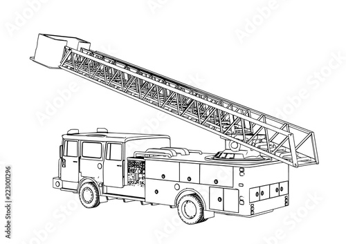 sketch of fire engine vector