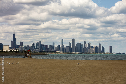 Chicago Skyline with beach 