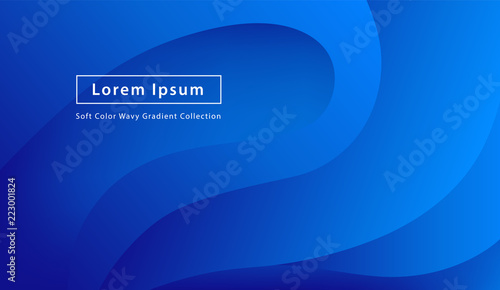 Wavy blue geometric background. Trendy abstract gradient shapes composition. Eps10 vector. Landing page template.