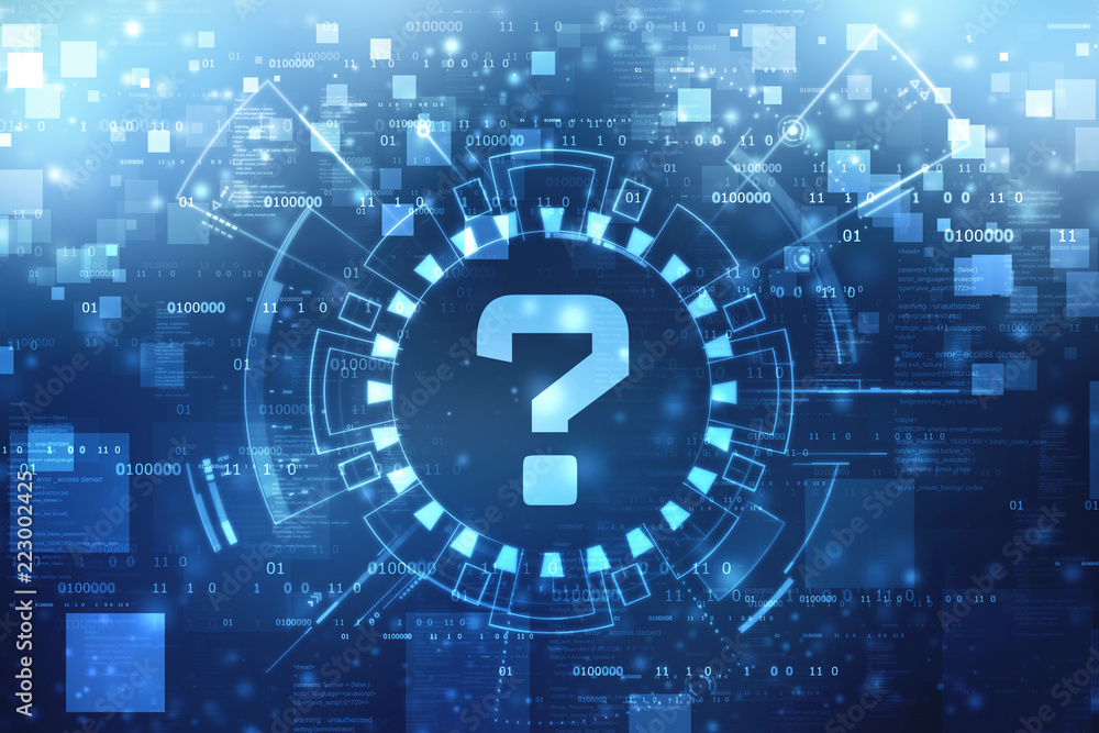 2d illustration question mark, Cyber technology Background 2d illustration question mark, Cyber technology Background