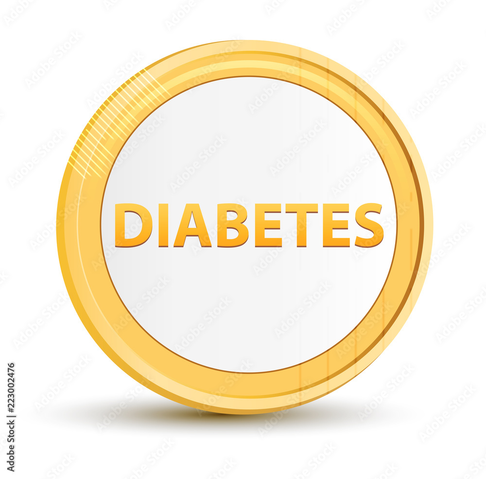 Diabetes gold round button Diabetes gold round button