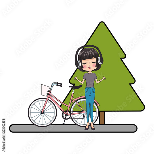 Fashion girl with bike