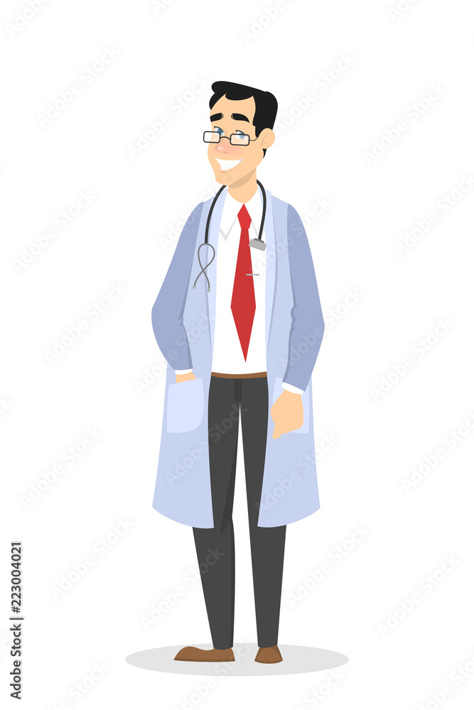 Male doctor in uniform standing and smiling Male doctor in uniform standing and smiling