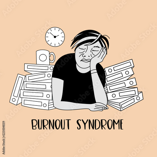 Mental health. Burnout syndrome. Mental disorder. Vector illustration.