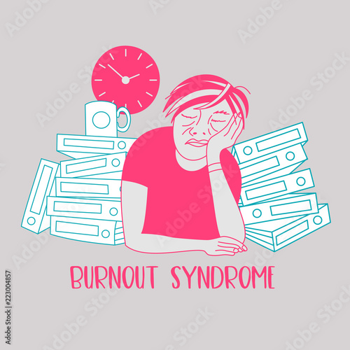 Mental health. Burnout syndrome. Mental disorder. Vector illustration.