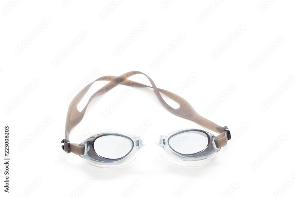 close up of Swimming glasses on white background close up of Swimming glasses on white background