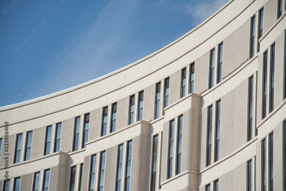 part of the building against the blue sky