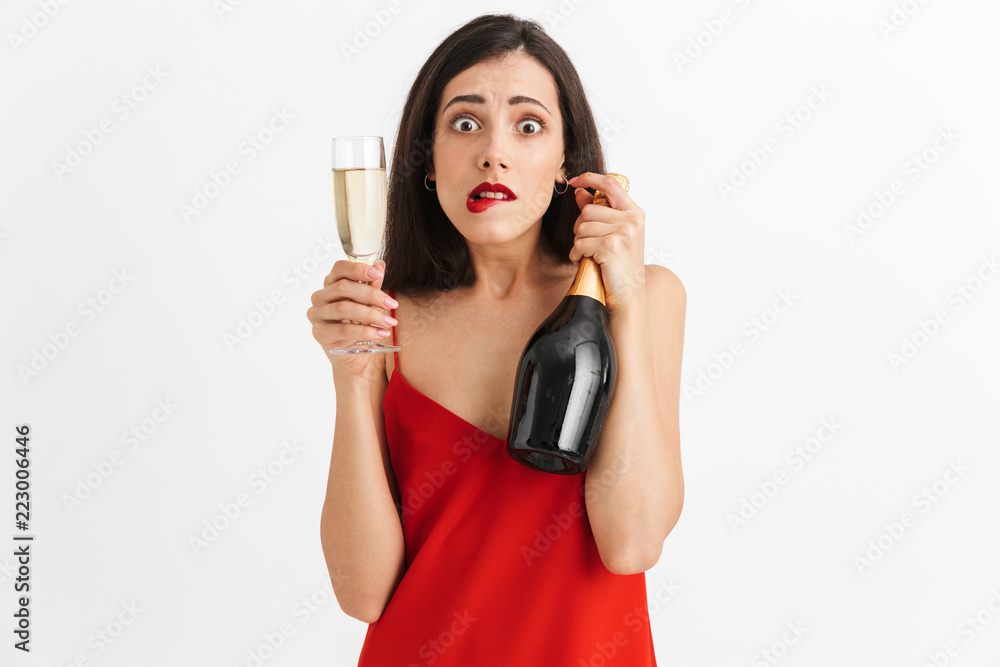 Portrait of a frustrated young woman in dress Portrait of a frustrated young woman in dress