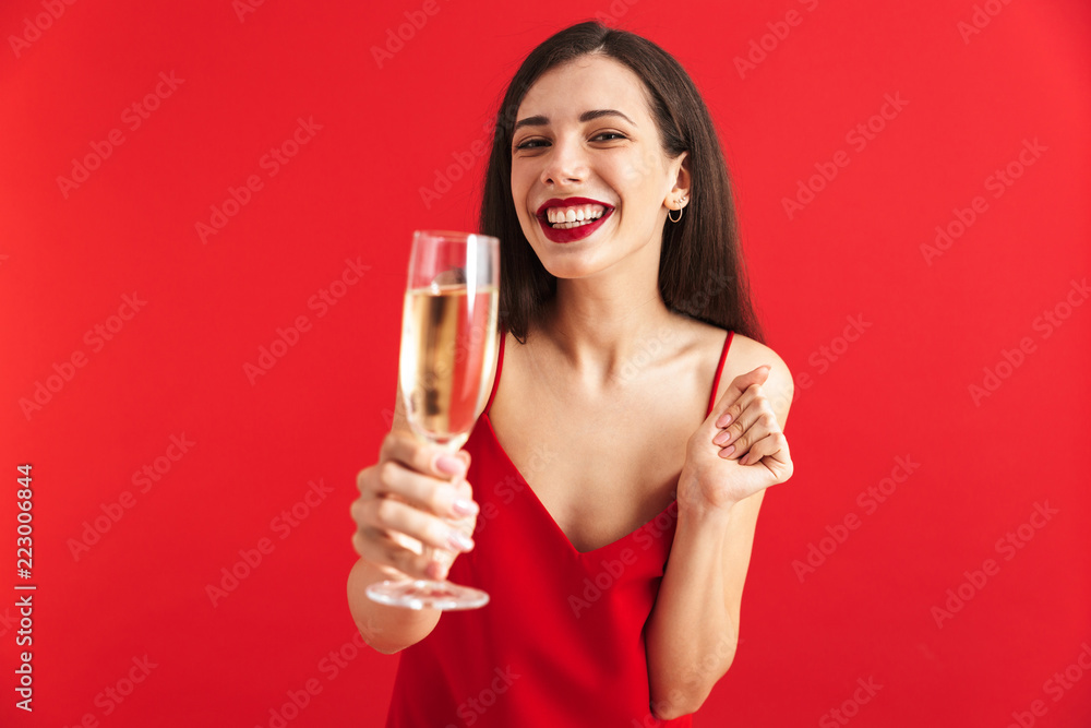 Portrait of a cheerful young woman in dress Portrait of a cheerful young woman in dress