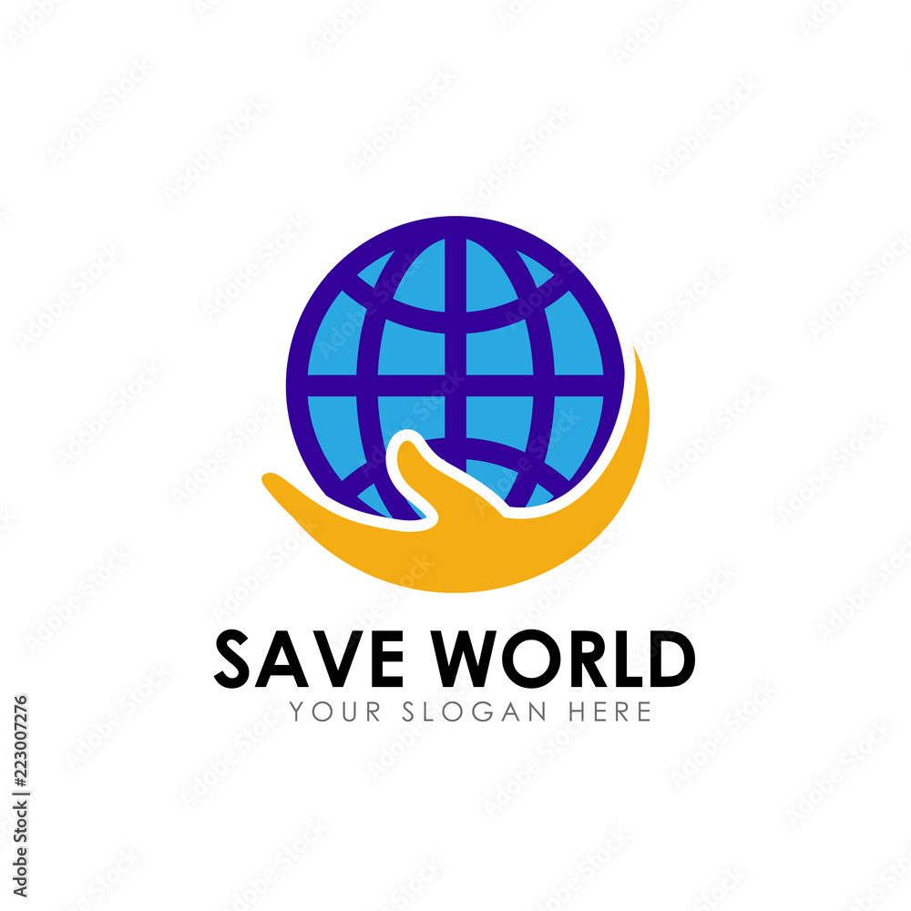 save earth logo design template. save globe logo vector icon save earth logo design template. save globe logo vector icon