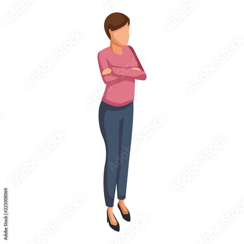 Woman with arms crossed isometric