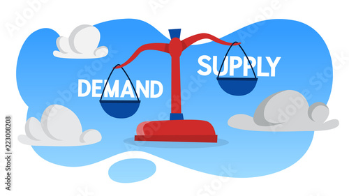 Demand and supply on the scales illustration.