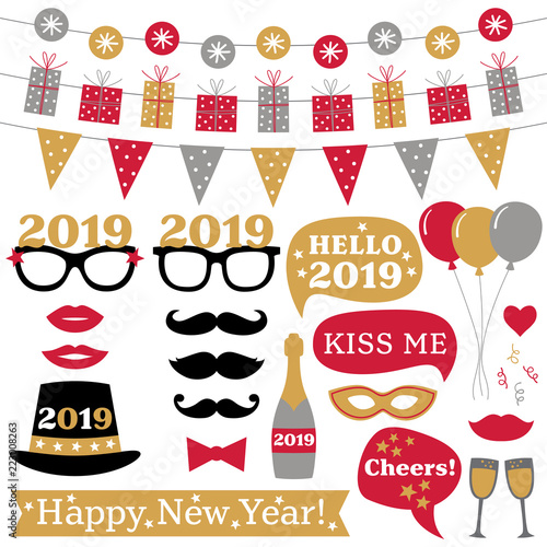New Year 2019 photo booth props and decoration