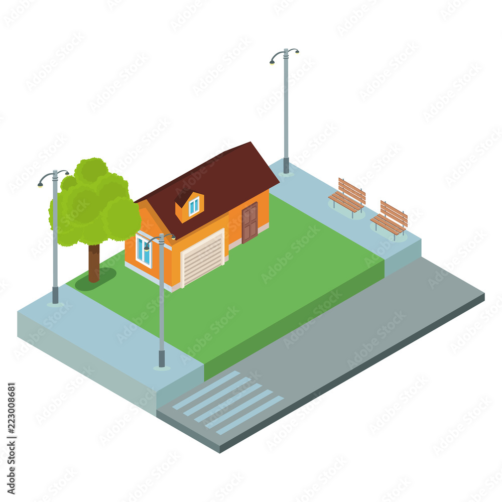 House isometric scenery House isometric scenery