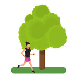 Woman running at park