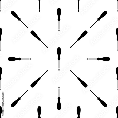 Screwdriver Icon Seamless Pattern, A Tool For Turning (Driving Or Removing) Screws