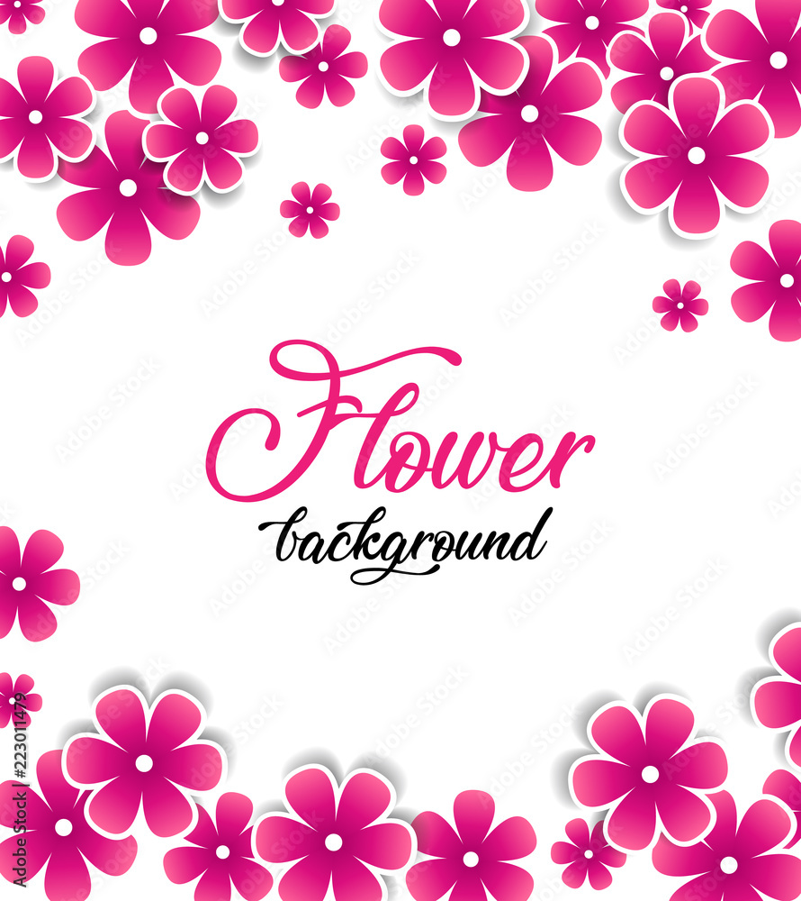 Vector illustration of flowers on a white background. Colorful floral background