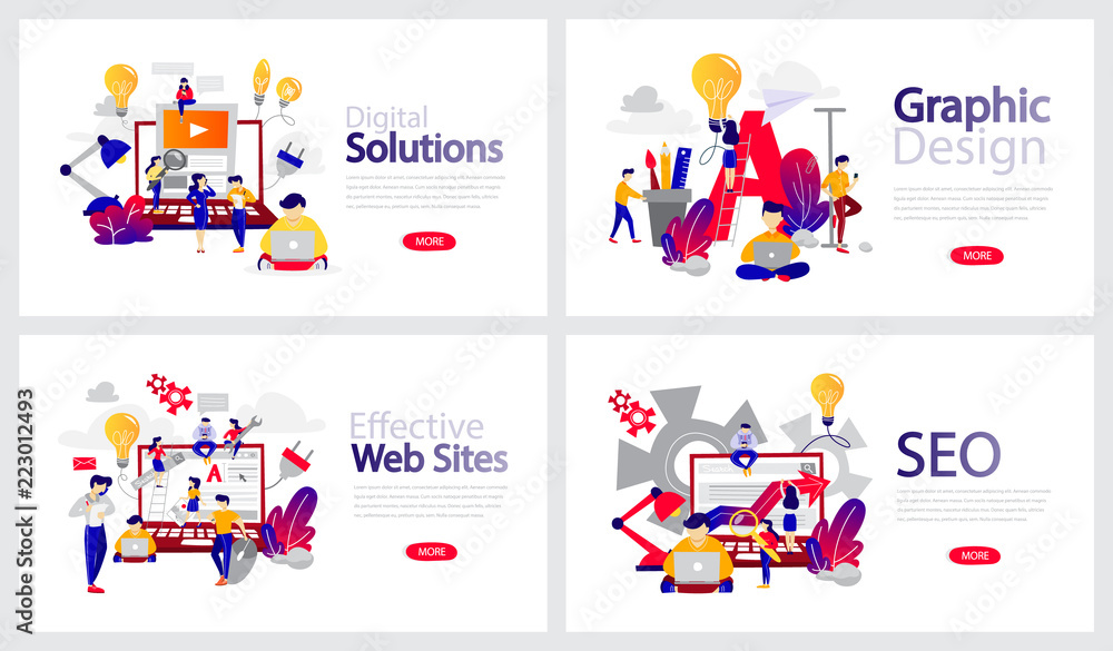 Fototapeta premium Set of horizontal banner templates for web page