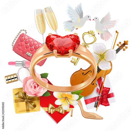 Vector Wedding Concept with Ring
