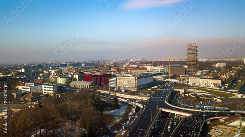 Panorama with a tower block being built