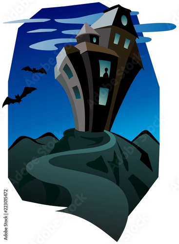 Obraz na plátne Don't go near the castle!  Creepy haunted hotel on a mountain top