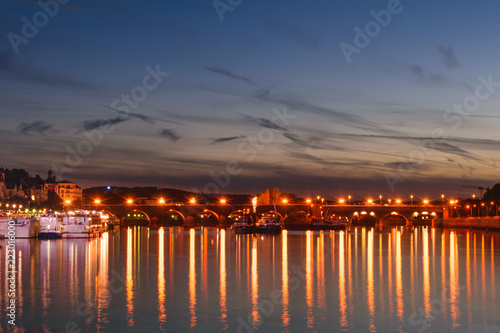 Night view of the Baldwin's bridge during the Rhine in flames festival © Hajakely